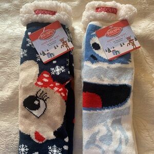 Rudolph Sherpa Socks (2)-Clarice and Bumble-NWT-OS